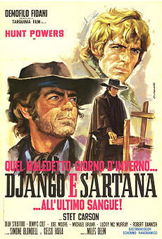 locandina del film QUEL MALEDETTO GIORNO D'INVERNO... DJANGO E SARTANA ALL'ULTIMO SANGUE!